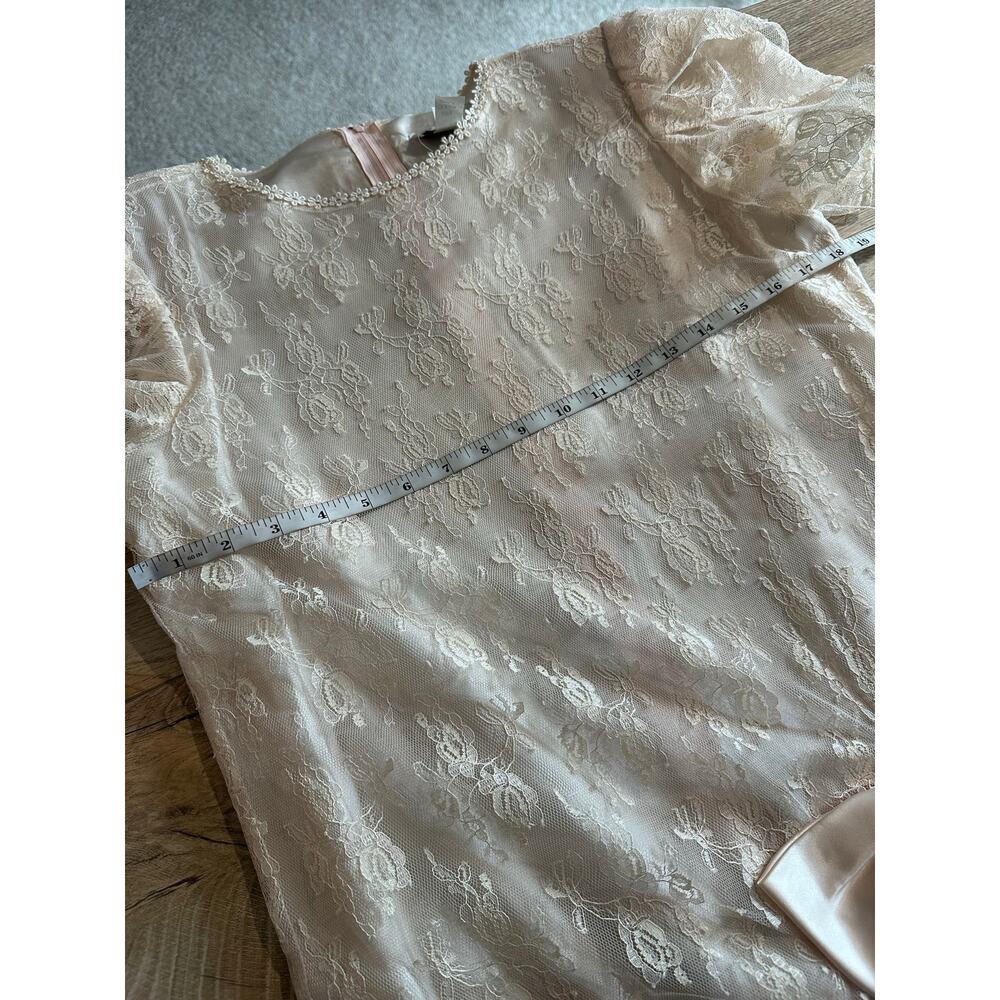 Vintage 80s Gilberti Lace Drop Waist Dress with Bow detail 14 - Picture 13 of 14